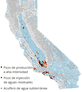 Sites of high intensity extraction across California