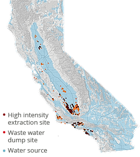 Sites of high intensity extraction across California